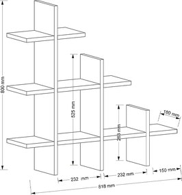 Ραφιέρα τοίχου Juke Megapap χρώμα καρυδί 81,8x18x80εκ.