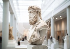 Intra Συλλεκτικό Ξύλινο Παζλ Plywood 4mm - Αρχαία Ελληνική Προτομή στο Μουσείο Τέχνης Σε Ξύλινο Κουτί - Διαστάσεις Puzzle: 10x10 cm – 25 κομμάτια