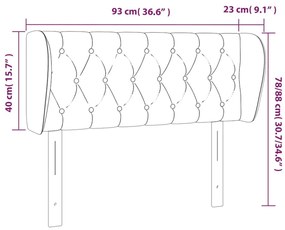 Κεφαλάρι με Πτερύγια Σκούρο Γκρι 93x23x78/88 εκ. Βελούδινο - Γκρι