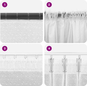 vidaXL Κουρτίνα Δαντέλας με κουρτίνες Λευκό 180 x 300 cm Πολυεστέρας