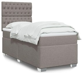 vidaXL Κρεβάτι Boxspring με Στρώμα Taupe 90x200 εκ. Υφασμάτινο