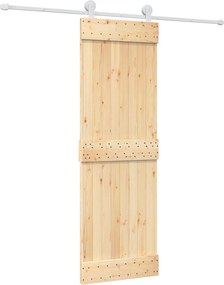 vidaXL Συρόμενη Πόρτα Φυσικό και Λευκό 70 x 210 cm