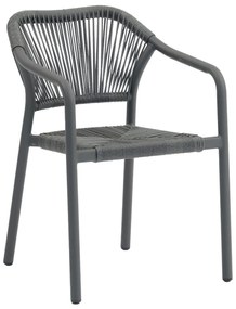 DINING ARMCHAIR ALUMINUM LUCCI  DARK GREY FRAME &amp; P.E. RATTAN 58x56x79Hcm.