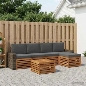 vidaXL Σειρά Καναπέ Εξωτερικού 6 pcs Φυσικό και Ανθρακί