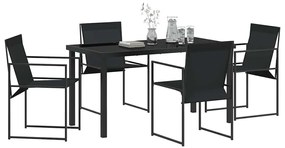 vidaXL Σέτ φαγητού για κήπο 5 pcs Μαύρο Textilene και ατσάλι με σκόνη