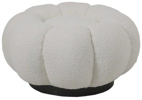 Σκαμπό Nester μπουκλέ ύφασμα σε λευκή απόχρωση Φ60x31εκ 61x61x32.5 εκ.