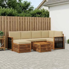 vidaXL Σαλονάκι Γωνιακού Καναπέ με μαξιλάρι 6 pcs Φυσικό