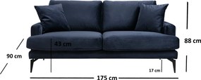 Διθέσιος Καναπές Σκούρο Μπλε GIGAS 175x90x88