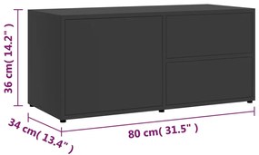 Έπιπλο Τηλεόρασης Γκρι 80 x 34 x 36 εκ. από Επεξ. Ξύλο - Γκρι