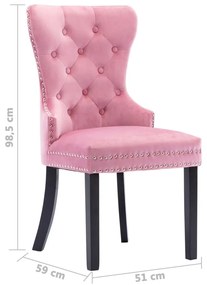 Καρέκλες Τραπεζαρίας 4 τεμ. Ροζ Βελούδινες - Ροζ