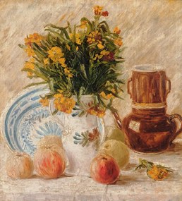 Αναπαραγωγή Vase with Flowers, Coffeepot and Fruit, Vincent van Gogh
