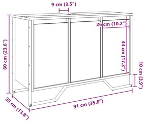 Ντουλάπι Νιπτήρα Μπάνιου Sonoma Δρυς 91x35x60 εκ. Επεξ. Ξύλο - Καφέ