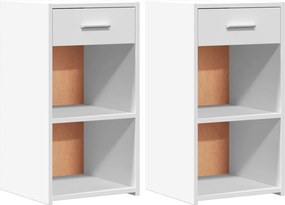 vidaXL Κομοδίνα 2 τεμ. Λευκά 35x34x65 εκ. από Επεξεργασμένο Ξύλο