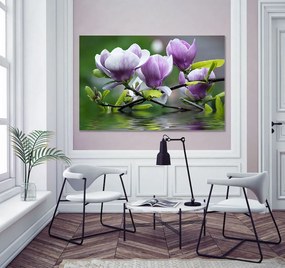 Πίνακας σε καμβά λουλούδια σε λίμνη KNV780 45cm x 65cm