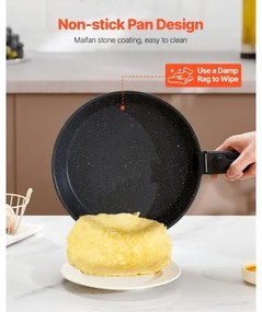 VEVOR 17 Piece Pots and Pans Set Granite Nonstick Kitchen Cookware Black