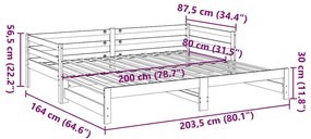 Καναπές Κρεβάτι Συρόμενος ΚαφέΚεριού 80x200εκ.Μασίφ Ξύλο Πεύκου - Καφέ