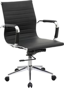 BF3301 Πολυθρόνα Γραφείου Μέταλλο Βάση Χρώμιο, PU Μαύρο   1τμχ