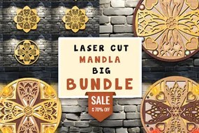 Intra απο ξύλο plywood 3mm-4mm πάχος Τρισδιάστατη δέσμη Mandala Δίασταση 30x30 cm INTRAFABR-99134996