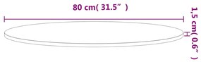 vidaXL Επιφάνεια Τραπεζιού Στρογγυλή Ø80x1,5 εκ. Μασίφ Ξύλο Οξιάς