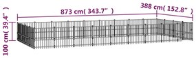 vidaXL Κλουβί Σκύλου Εξωτερικού Χώρου 33,87 μ² από Ατσάλι