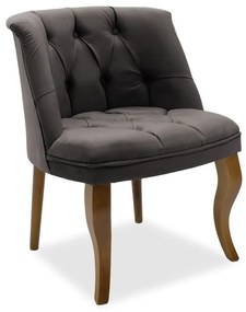 Πολυθρόνα Loreta 146-000018 59x64x73cm Anthracite-Walnut Βελούδο, Ξύλο