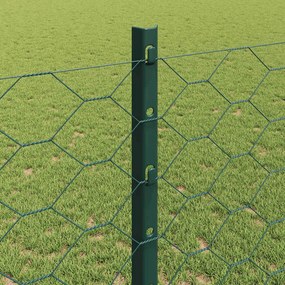 vidaXL Εξωτερική εξάγωνη περίφραξη με στήλη 50 x 1,2 m Πράσινο Δίχτυ