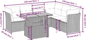 vidaXL Σαλόνι Κήπου Σετ 7 τεμ. Μπεζ Συνθετικό Ρατάν με Μαξιλάρια