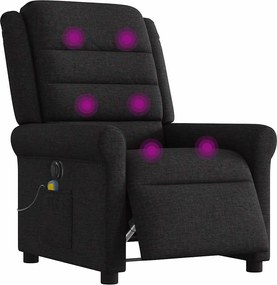 vidaXL Πολυθρόνα Μασάζ Ηλεκ. Ανακλινόμενη Μαύρη Υφασμάτινη