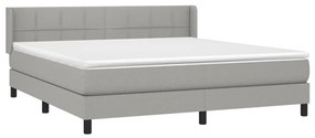 Κρεβάτι Boxspring με Στρώμα Αν. Πράσινο 160x200εκ Υφασμάτινο - Γκρι