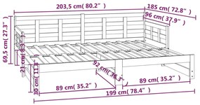 Καναπές Κρεβάτι Συρόμενος Λευκός 2x(90x200) εκ. από Μασίφ Πεύκο - Λευκό