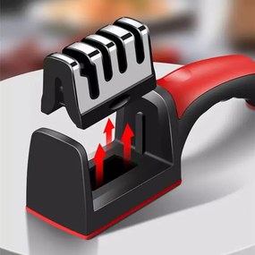 Ακονιστήρι μαχαιριών TOOL-0080, 4 επιπέδων, μαύρο &amp; κόκκινο