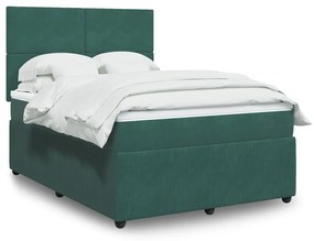 Κρεβάτι Boxspring με Στρώμα Σκούρο Πράσινο 160x200εκ. Βελούδινο