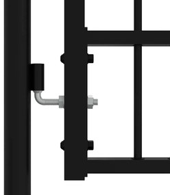 vidaXL Πόρτα Περίφραξης με Κορυφή Δόρυ Μαύρη 103x125 εκ. από Ατσάλι με Ηλεκτροστατική Βαφή