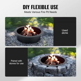 VEVOR Fire Pit Ring Round 36 Inch Outer Steel Liner DIY Campfire Ring Firepit