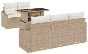 vidaXL Σετ Καναπέ Κήπου 6 pcs μπεζ και κρεμ συνθετικό ρατάν