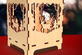 Σετ των 3 Intra απο ξύλο plywood 3mm-4mm πάχος κοπής με λέιζερ Χριστουγεννιάτικο κερί 3 Δίασταση 15x15 cm INTRAFABR-82756766