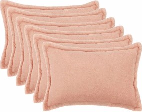 vidaXL Κάλυμμα Μαξιλαριού 6 pcs HOUTEN Ροζ 40 x 60 cm Μπουκλέ
