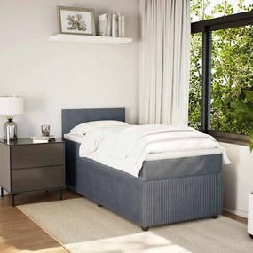 vidaXL Κρεβάτι Boxspring με Στρώμα Σκούρο Γκρι 80x200 εκ. Βελούδινο