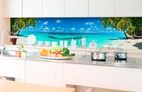Αυτοκόλλητη φωτοταπετσαρία για την παραλία παραδείσου κουζίνας