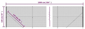 Συρματόπλεγμα Περίφραξης Πράσινο 1,4 x 10 μ. με Βάσεις Φλάντζα - Πράσινο