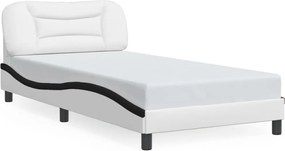 vidaXL Πλαίσιο κρεβατιού χωρίς Στρώμα Hvar Λευκό/Μαύρο 100x200εκ.Συνθ. Δέρμα