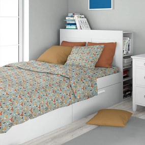 Σεντόνια Παιδικά Fox 528 (Σετ 3τμχ) Pale Cyan DimCol Μονό 160x240cm 100% Βαμβάκι
