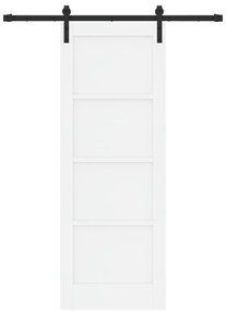 vidaXL Συρόμενη Πόρτα με Σετ Υλικών Λευκή 73.5 x 198.5 εκατοστά Συμπαγής Ξύλο Πεύκου