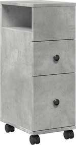 vidaXL Ντουλάπι Μπάνιου Στενό με Ροδάκια Γκρι Σκυρ. Επεξ. Ξύλο