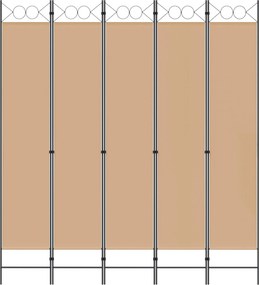 vidaXL 5-Panel Διχοτόμος Μπεζ 200 x 220 cm Ύφασμα