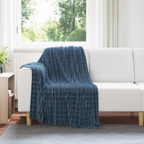vidaXL Κουβέρτα Σκούρο μπλε 150 x 130 εκ Μαλλί