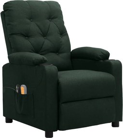 vidaXL Πολυθρόνα Μασάζ Ηλεκτρική Σκούρο Πράσινο Υφασμάτινη