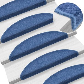 vidaXL Πατάκια Σκαλιών 10 τεμ. Μπλε Ημίστρογγυλά 56x17x3 εκ.