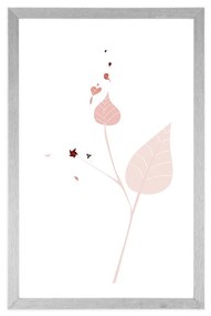 Αφίσα με παρπαστού Φύλλα σε απλή διακόσμηση - 60x90 white