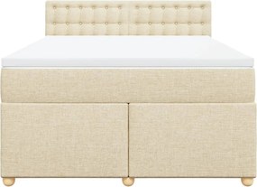 vidaXL Κρεβάτι Boxspring με Στρώμα Κρεμ 160x200 εκ. Υφασμάτινο
